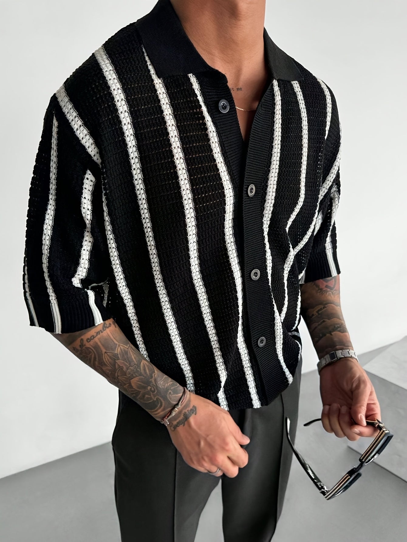 Men's Semi-Sheer Knit Pullover