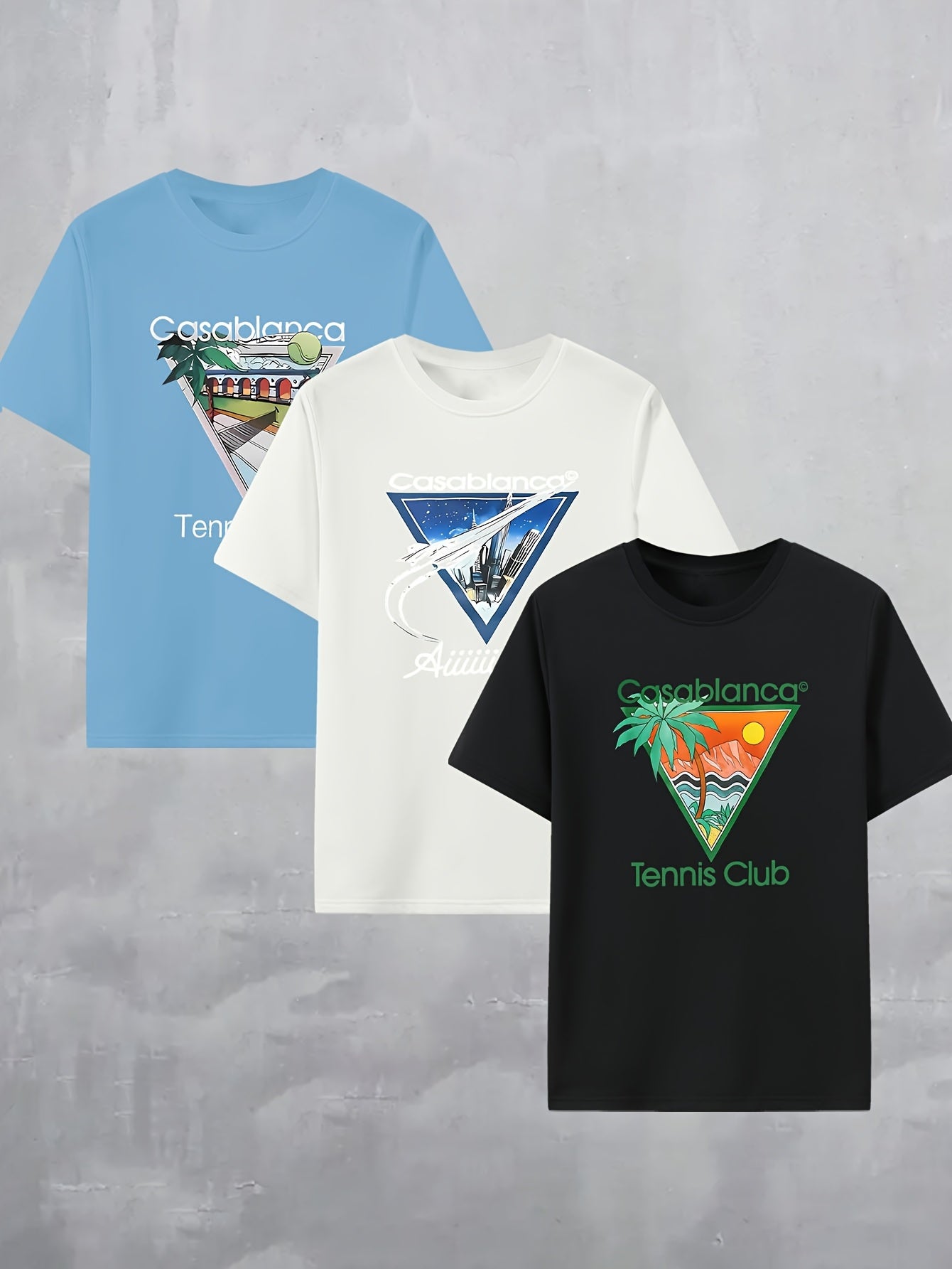 3pcs Set of Casablanca Printed T-Shirts