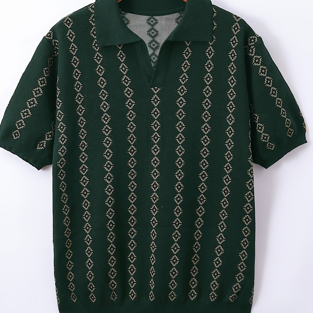 Men's Rhombus Patterns Short Sleeve Knit Sweater For Autumn And Winter