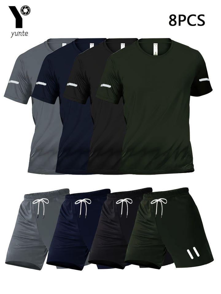 Men's 4-Set Sports Set - 8pcs, Quick-Drying, Breathable