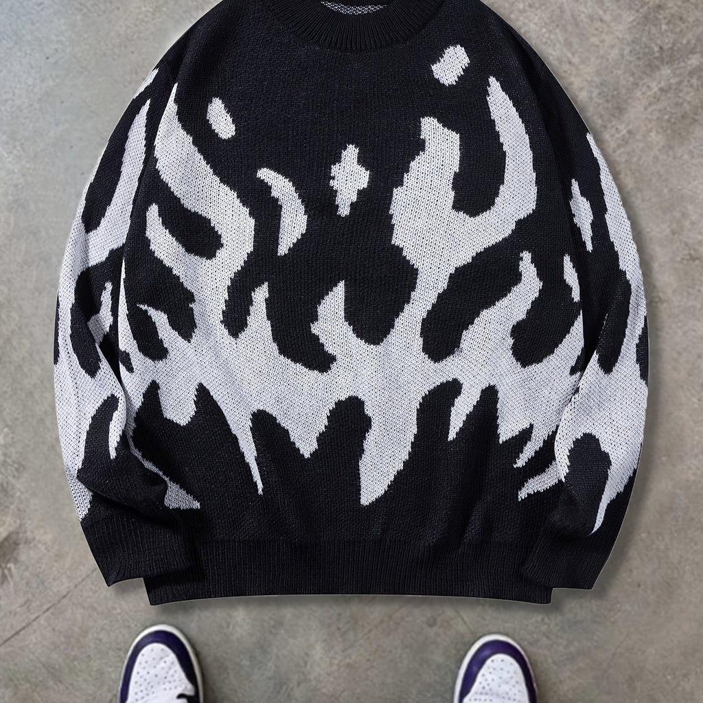 Men'S Trendy Flame Pattern Knit Sweater