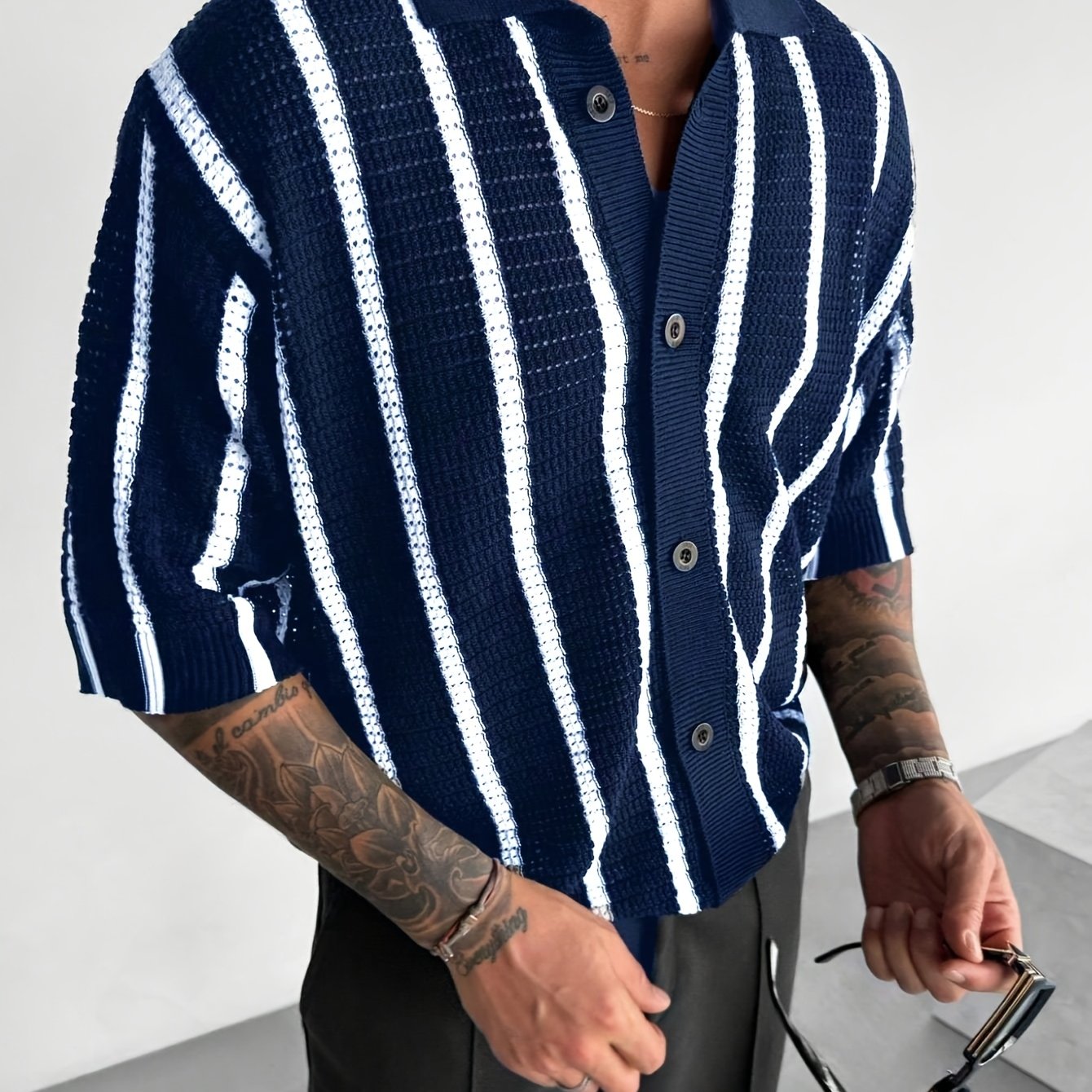Men's Semi-Sheer Knit Pullover