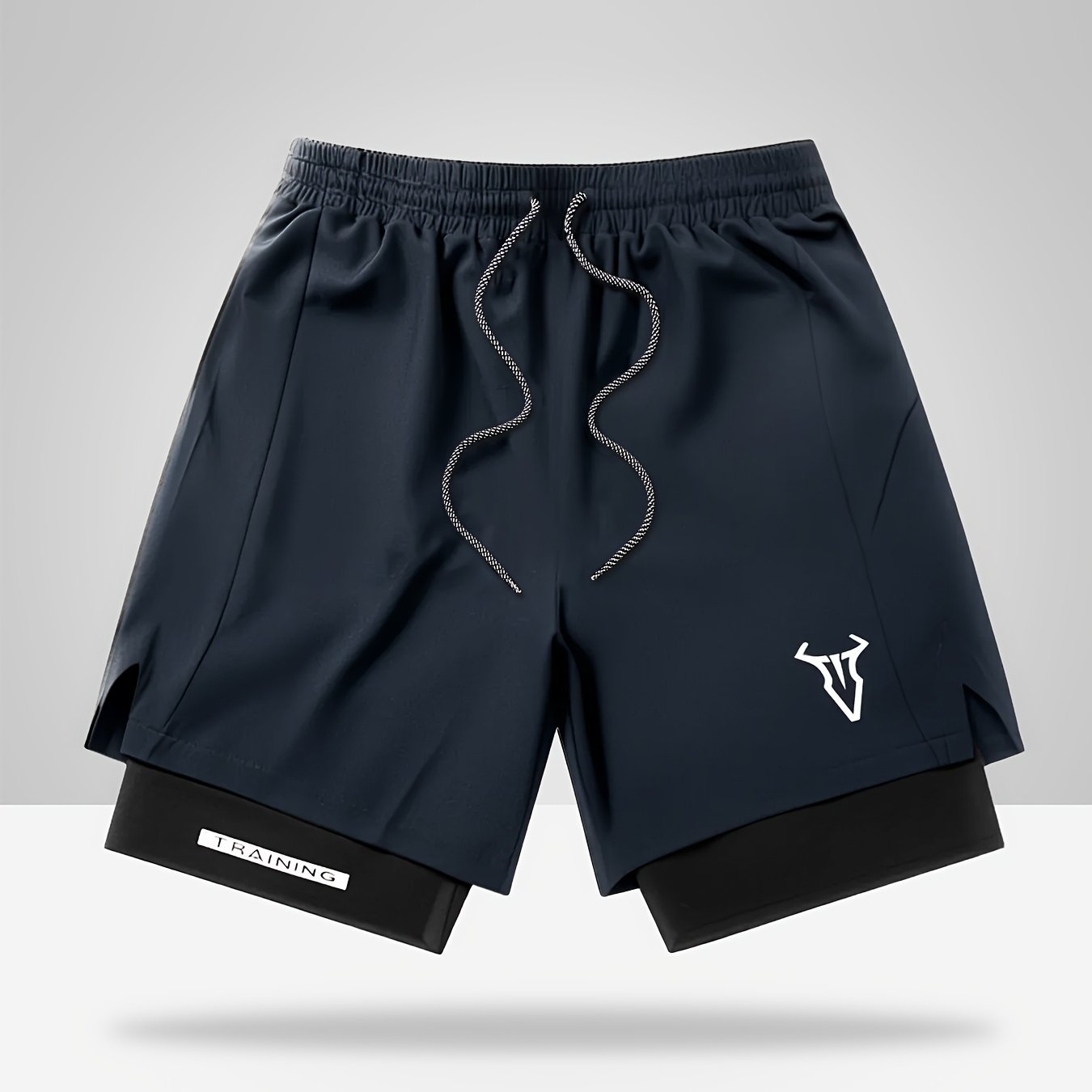 Men's Geometric Athletic Shorts with Side Pockets