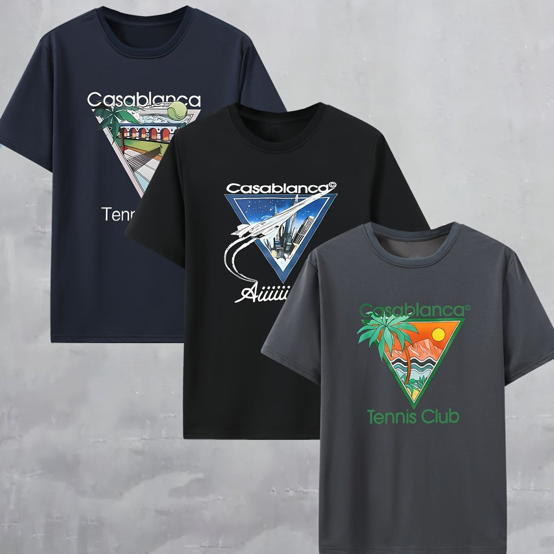 3pcs Set of Casablanca Printed T-Shirts