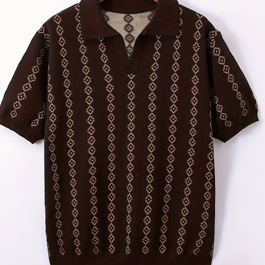 Men's Rhombus Patterns Short Sleeve Knit Sweater For Autumn And Winter