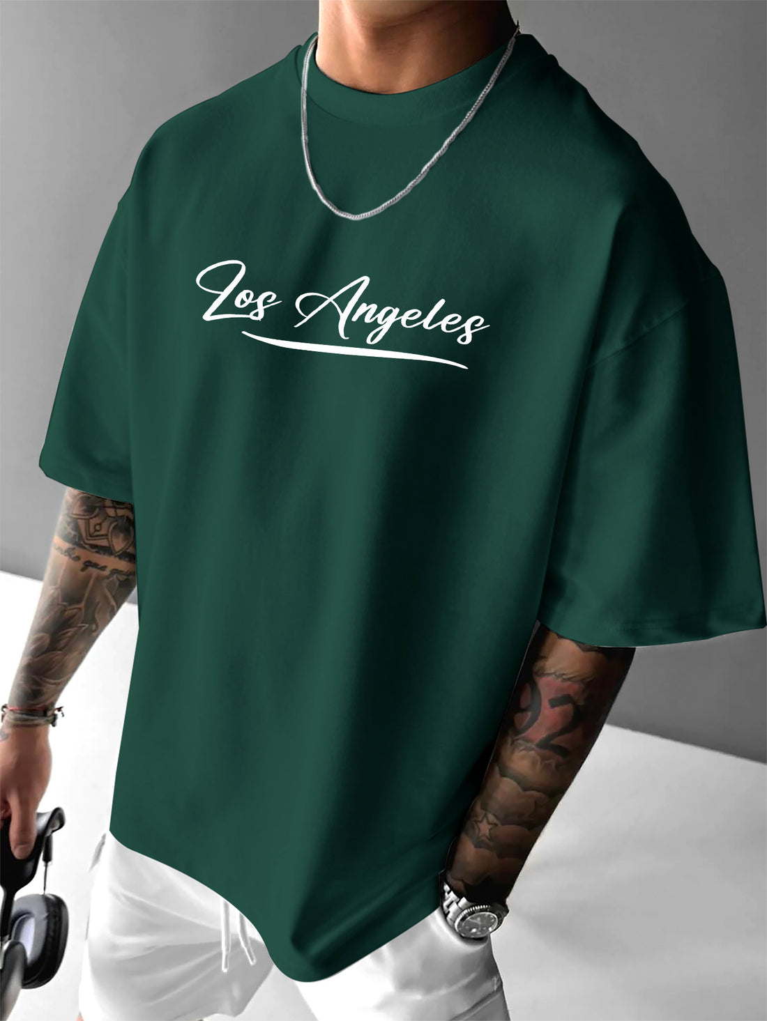 LA 23 Graphic T-Shirt - Beige Los Angeles Streetwear Tee with Palm Trees