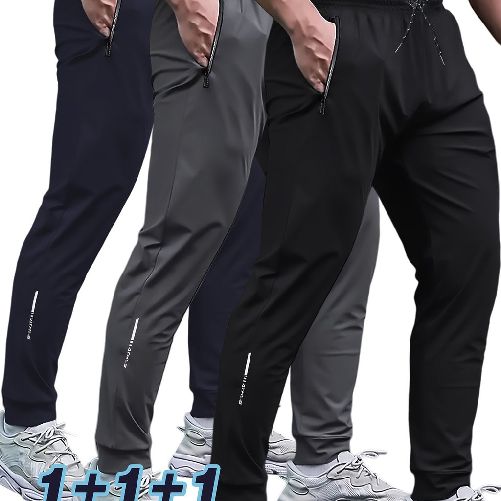 3-Pack Men'S Athletic Joggers, Breathable Polyester Sports Pants