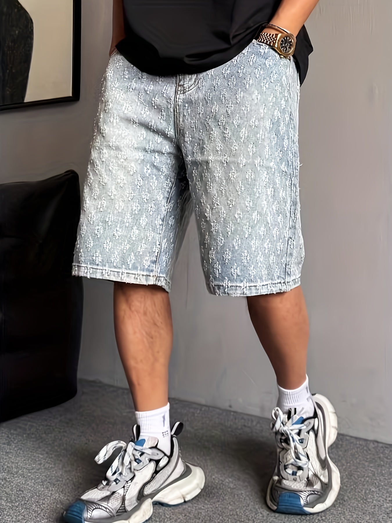 Men'S Non-Stretch Faux Denim Shorts