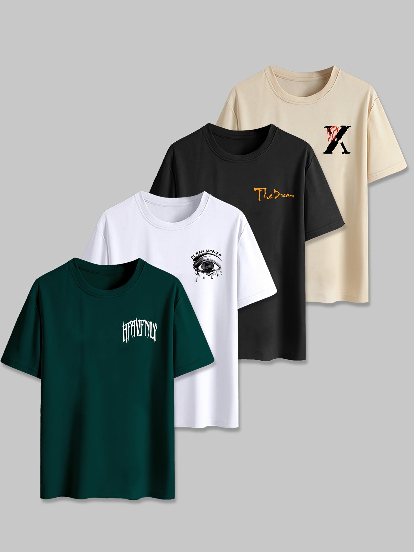 4pcs Men's Graphic Tees - "Heavenly" & More Designs