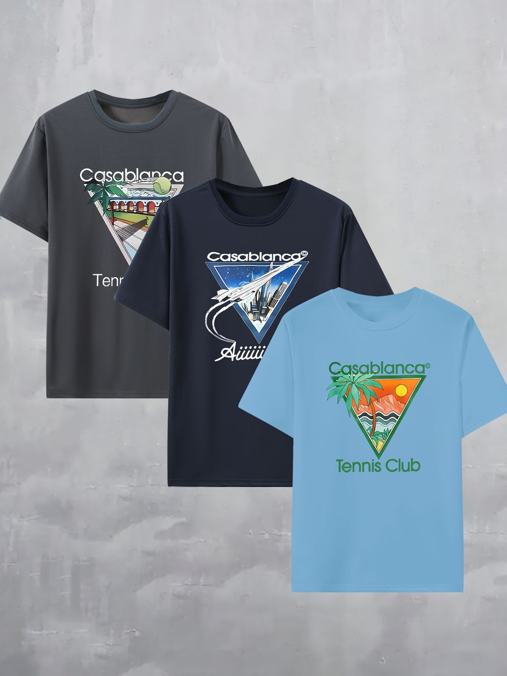3pcs Set of Casablanca Printed T-Shirts