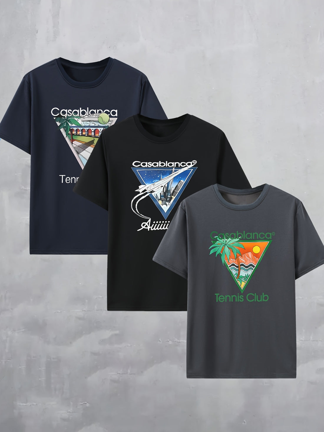 3pcs Set of Casablanca Printed T-Shirts