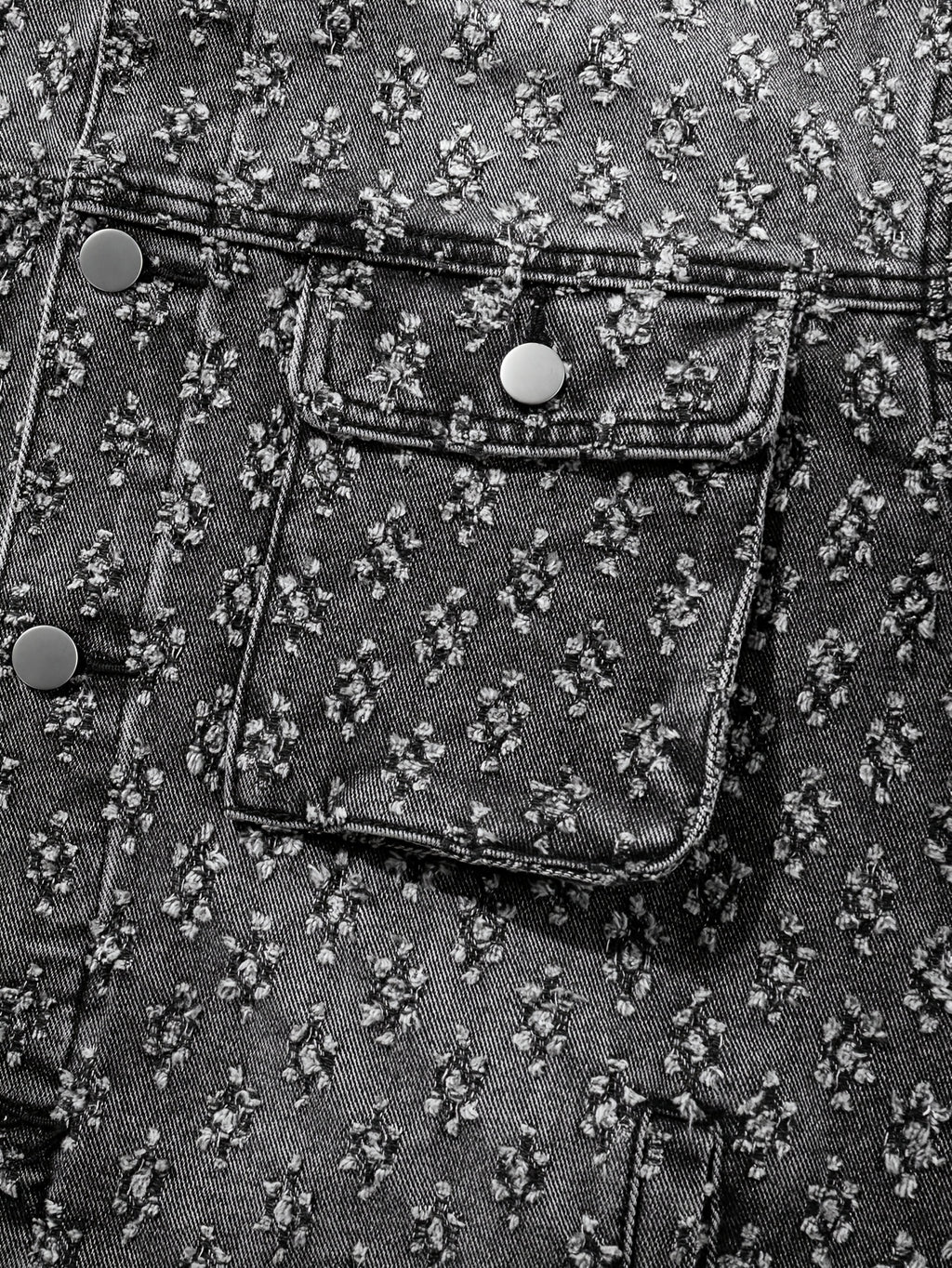 Men's Vintage monogram Distressed Black Denim Jacket