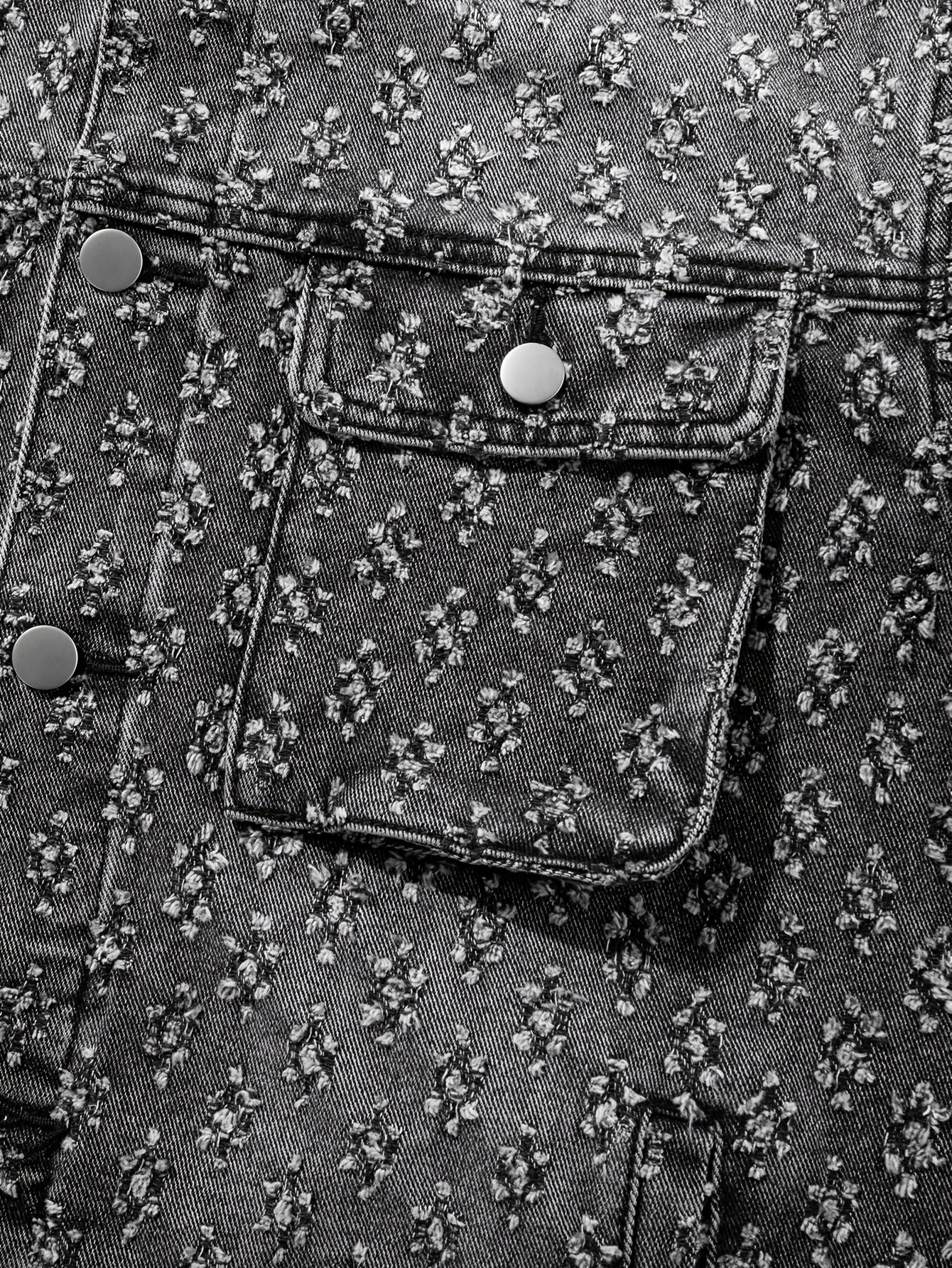 Men's Vintage monogram Distressed Black Denim Jacket