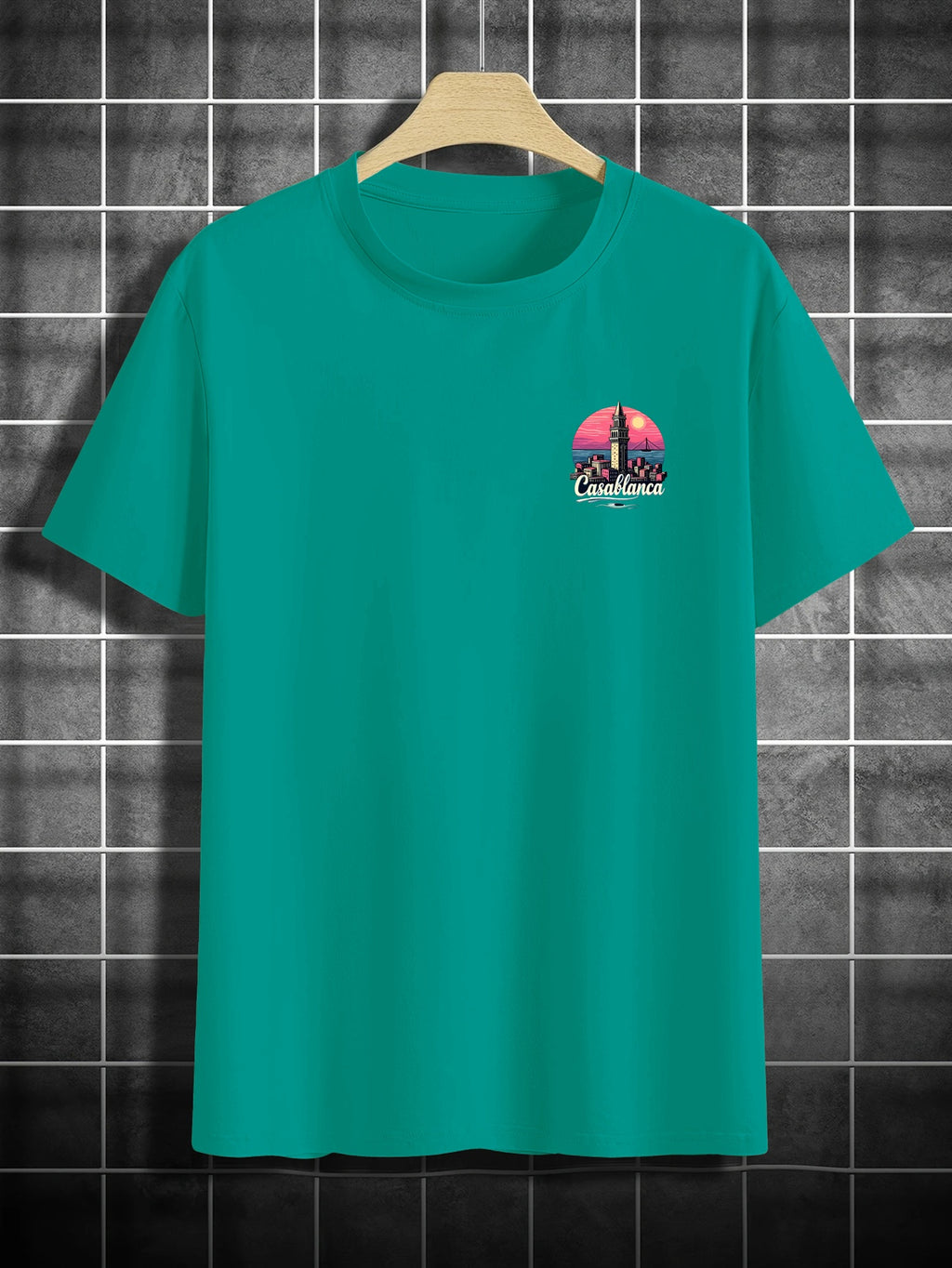 Casual Comfort Men'S Vintage Casablanca Print T-Shirt