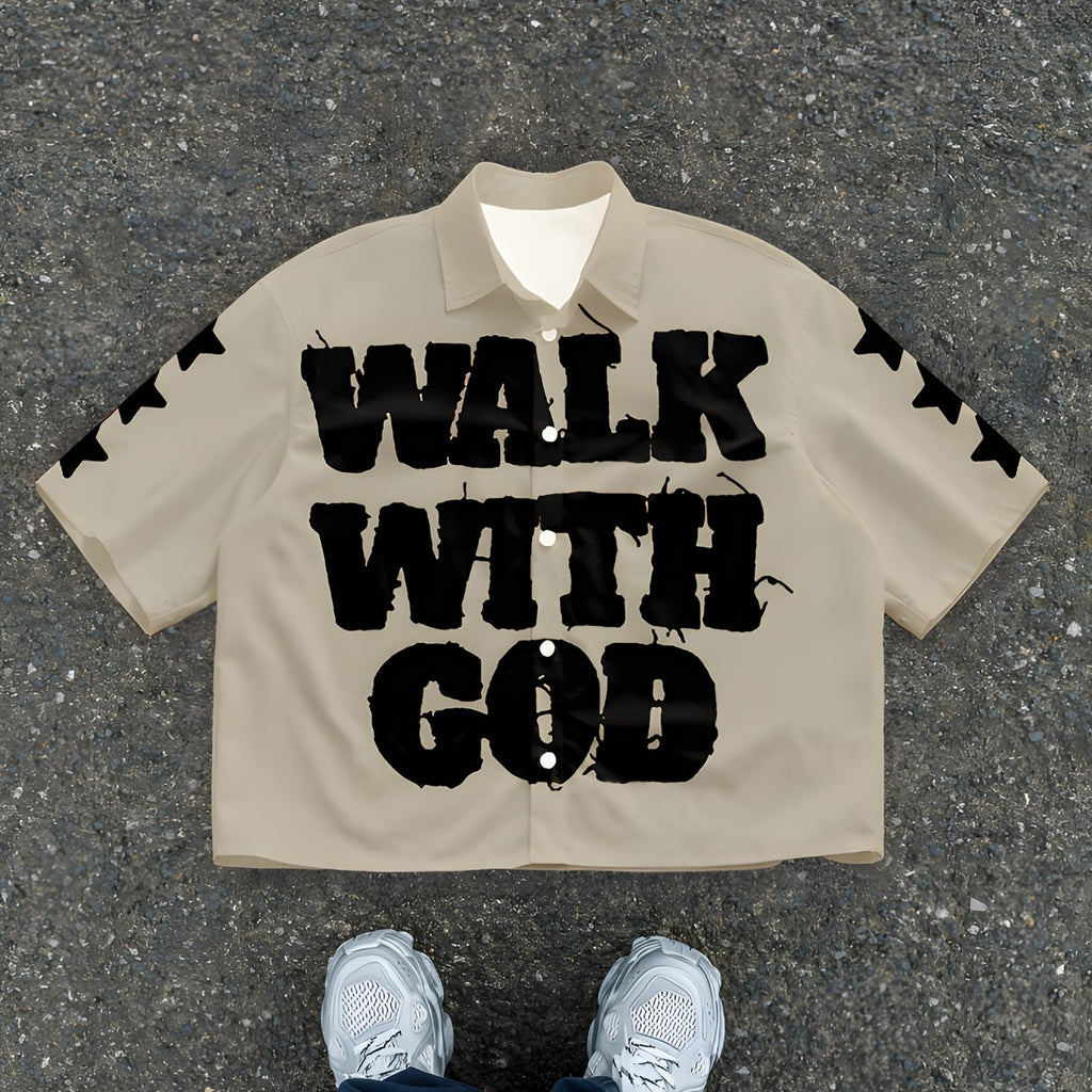Men'S Casual "WALK with GOD" Graphic T-Shirt