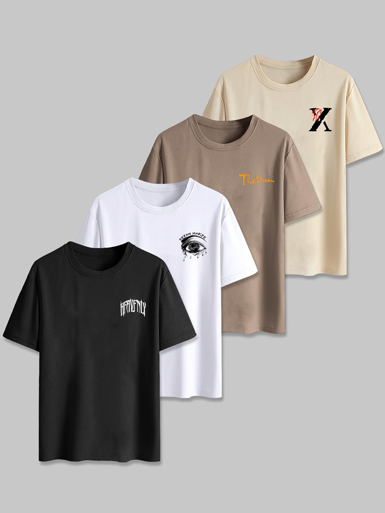 4pcs Men's Graphic Tees - "Heavenly" & More Designs