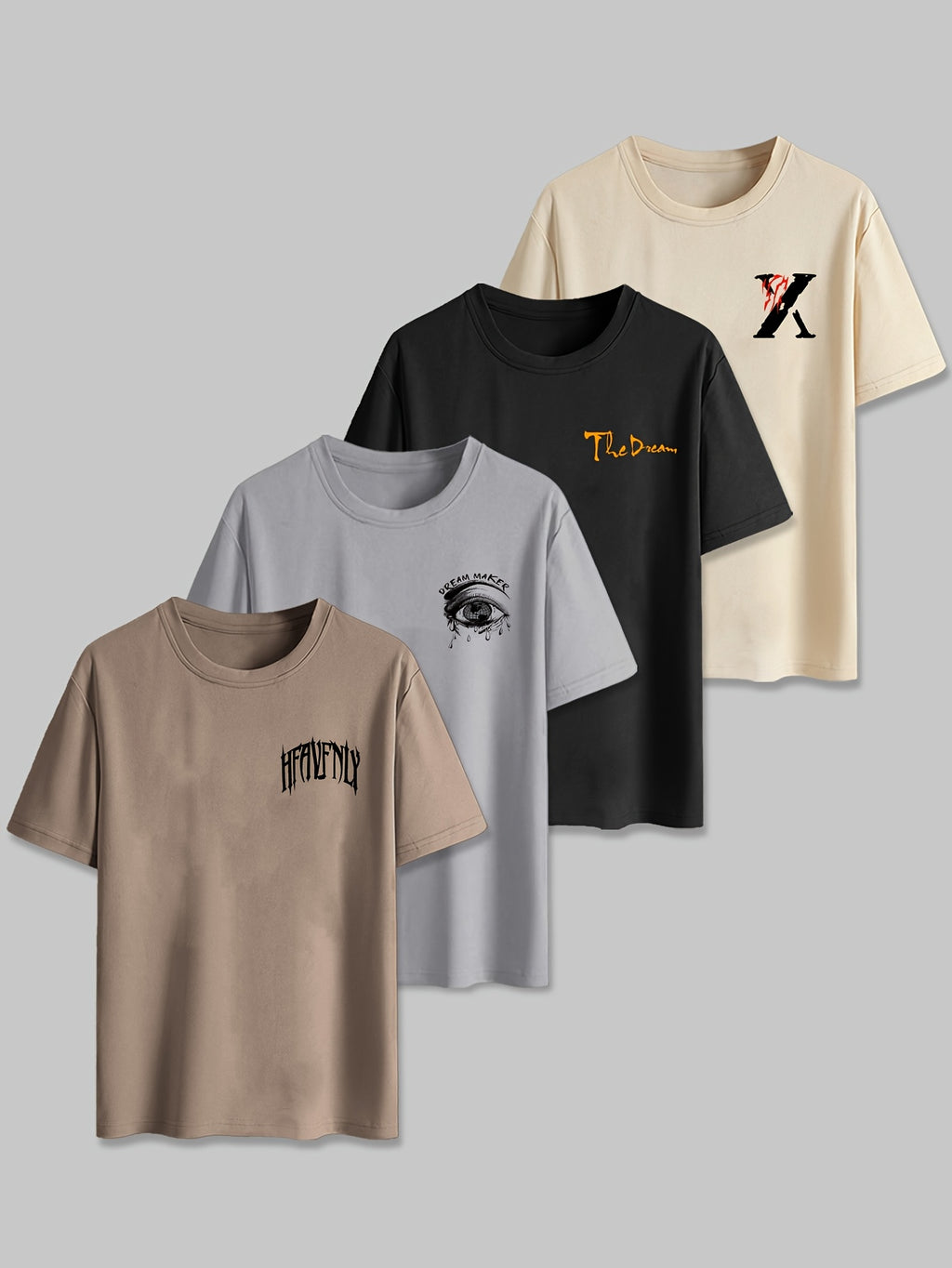 4pcs Men's Graphic Tees - "Heavenly" & More Designs