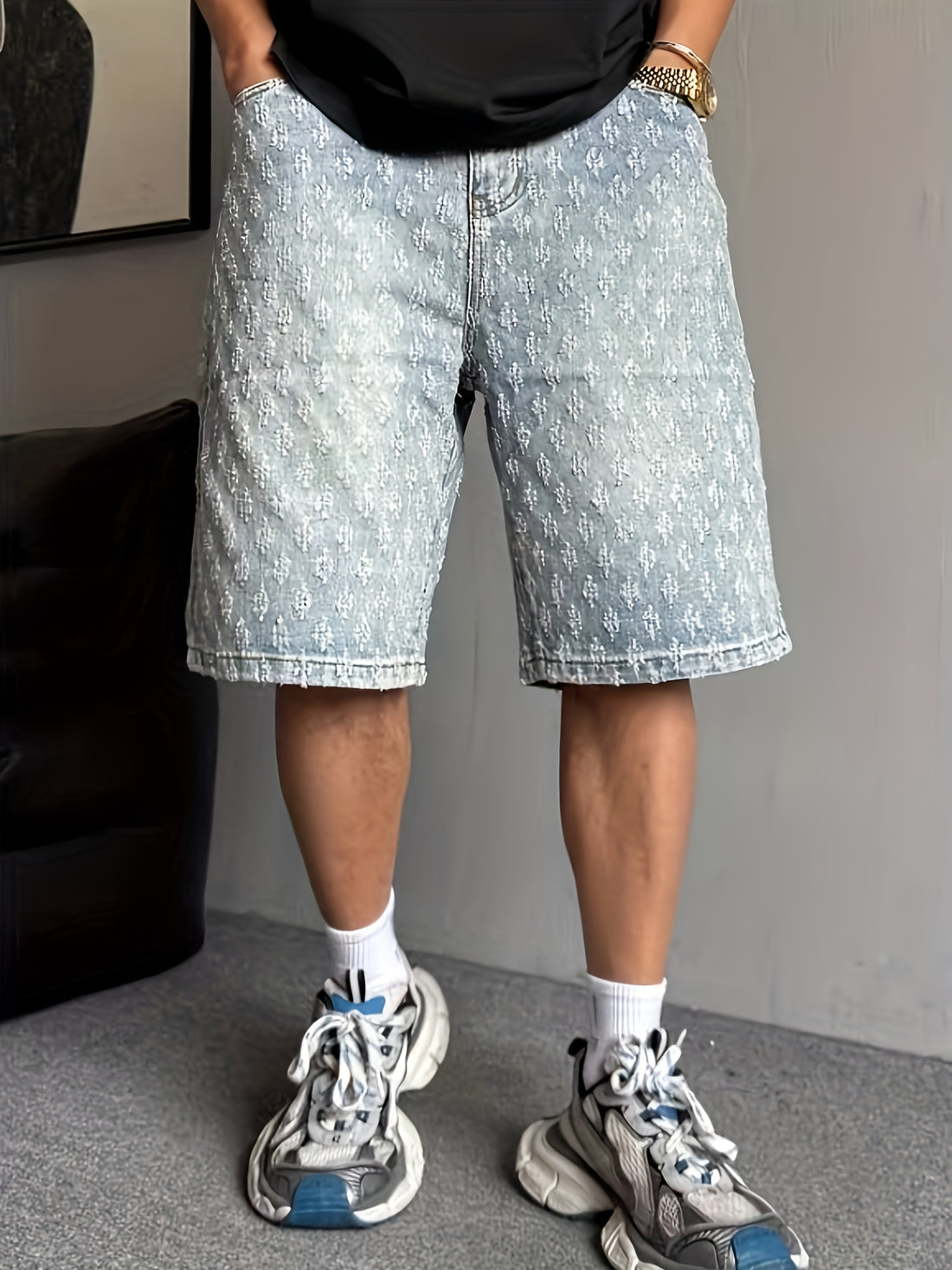 Men'S Non-Stretch Faux Denim Shorts